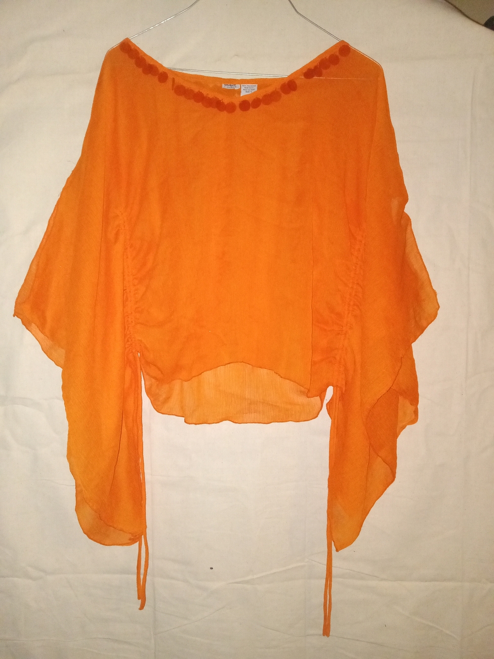 Unique Spectrum Orange Sheer Slight Croped Top